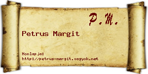 Petrus Margit névjegykártya